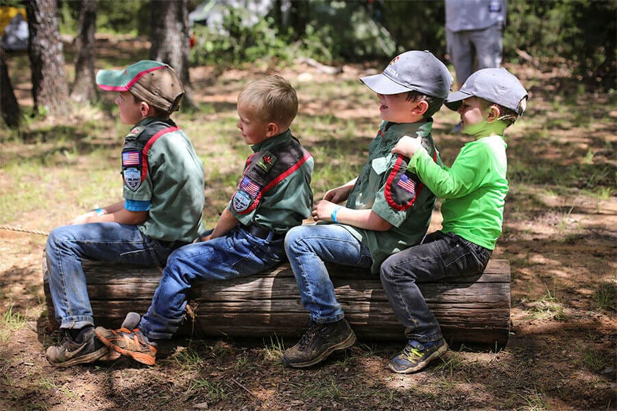 kids on log